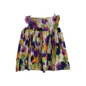 Karen Kane Floral SZ 10 Midi Skirt 100% Cotton A-line Drop-Waist Lined